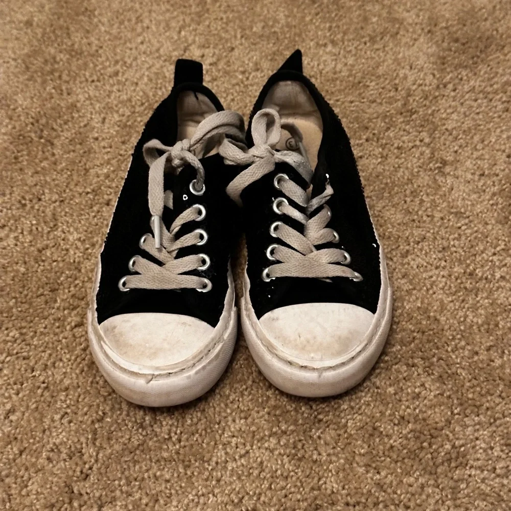 Converse Black Sequin Low Top Sneakers Canvas Lace Up